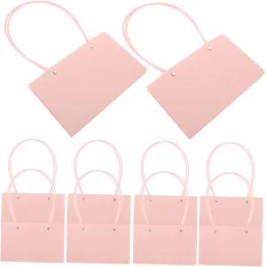 10pcs Floral Bouquet Bag Box with Handles Paper Flower Wrapping Tote Bag for Arrangements Macaron Color Small Paper Carrier