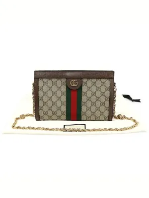 503877 GG Supreme Canvas WEB Gold Ophidia Small Chain Shoulder Bag