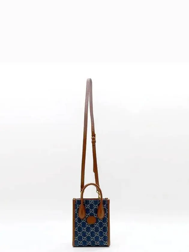 671623 GG logo denim canvas interlocking G mini tote bag shoulder strap 2WAY