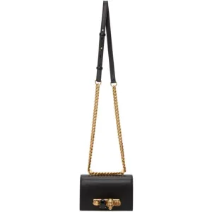 Alexander McQueen Black Mini Jewelled Satchel
