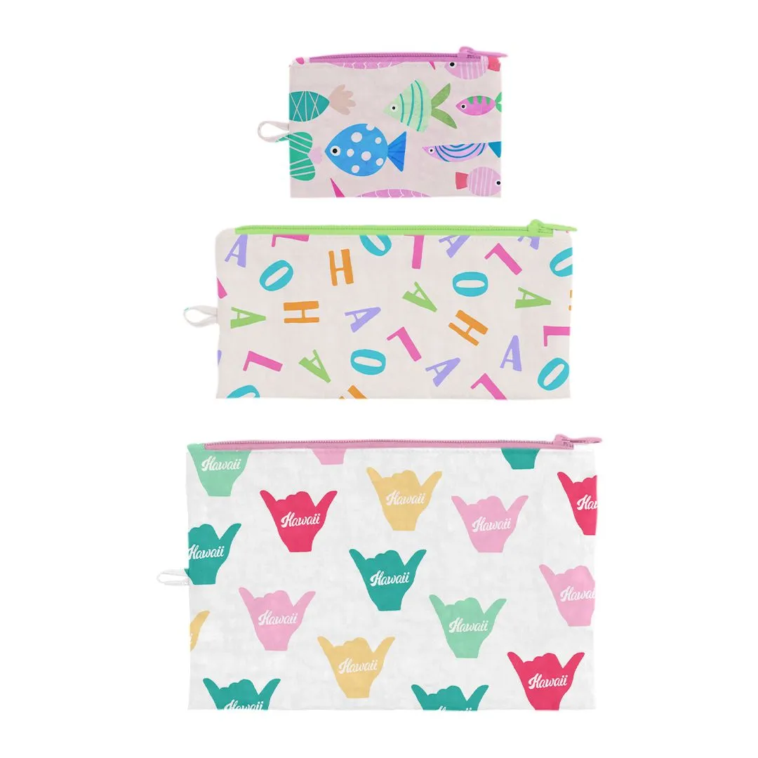 Aloha Time Flat Pouch, Set of 3