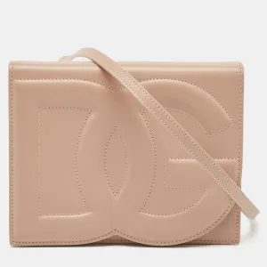 Beige Leather DG Logo Crossbody Bag