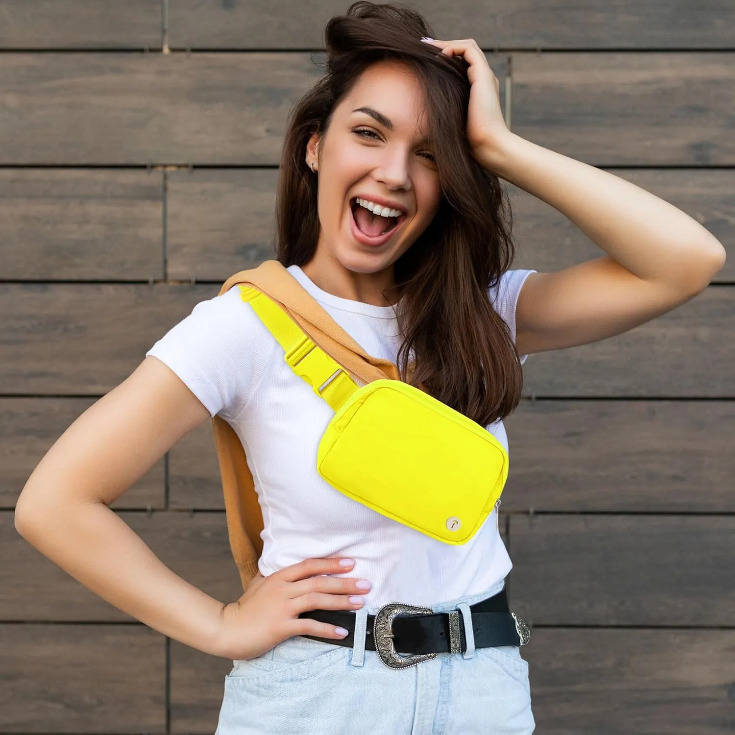 Belt Bag For Women Girls Kids Fanny Pack Crossbody Bag Fashionable Waist Packs With Adjustable Strap Waterproof For Travel Walking Running Hiking Neon Yellow