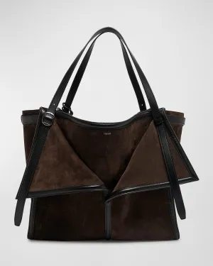 Belt Folded Suede & Leather Shoulder Bag