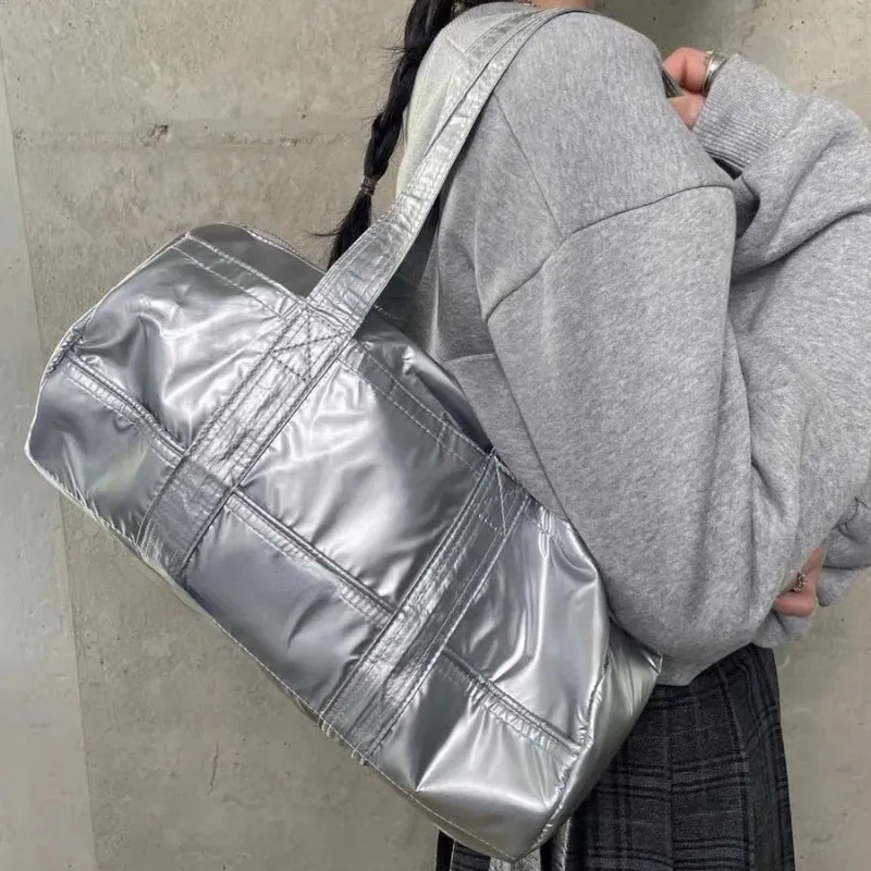 binfenxie Vintage Y2k Aesthetic Streetwear Shoulder Handbags Korean Trendy Casual Sports Underarm Bag All Match Simple Cylinder Bags Women