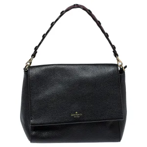 Black Leather Flap Satchel