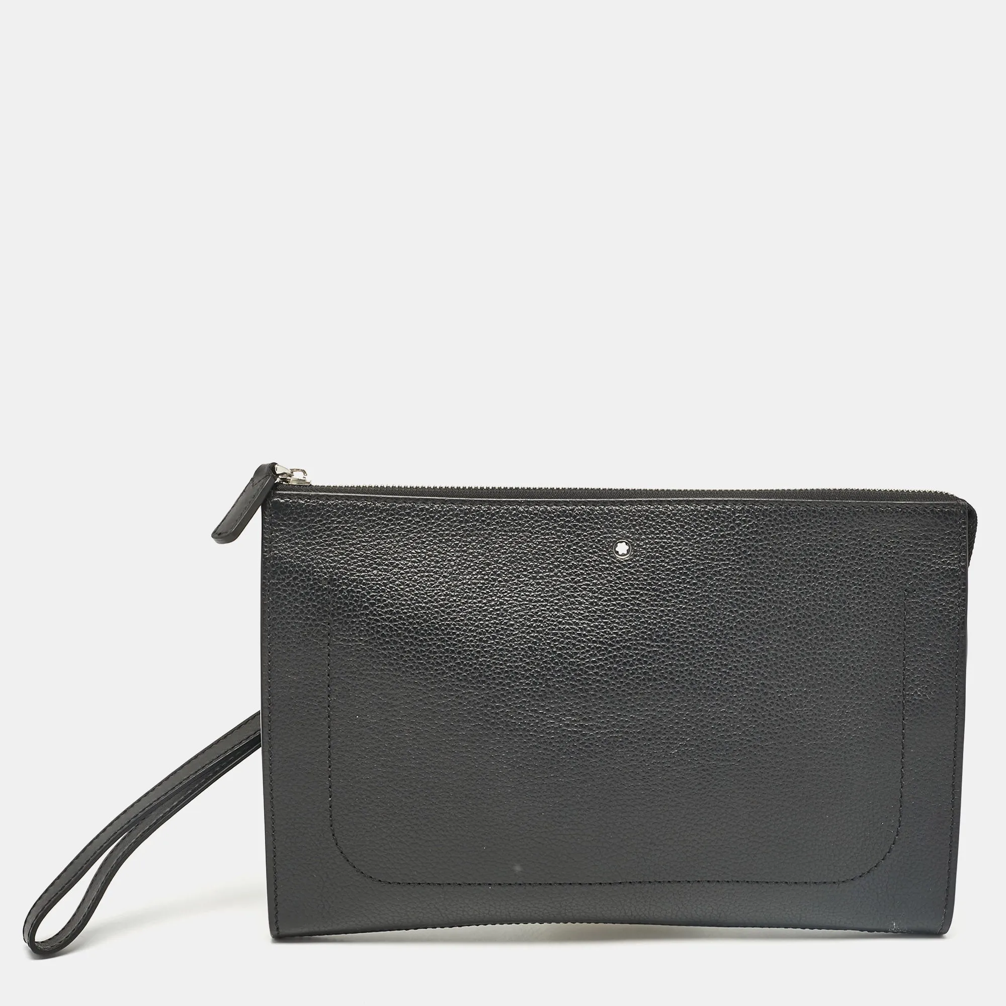Black Leather Meisterstuck Wristlet Pouch
