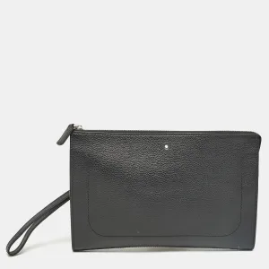 Black Leather Meisterstuck Wristlet Pouch