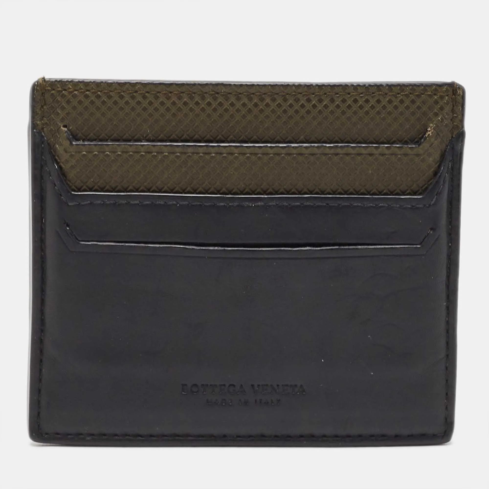 Black/Olive Green Leather Card Holder