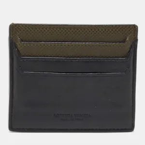 Black/Olive Green Leather Card Holder