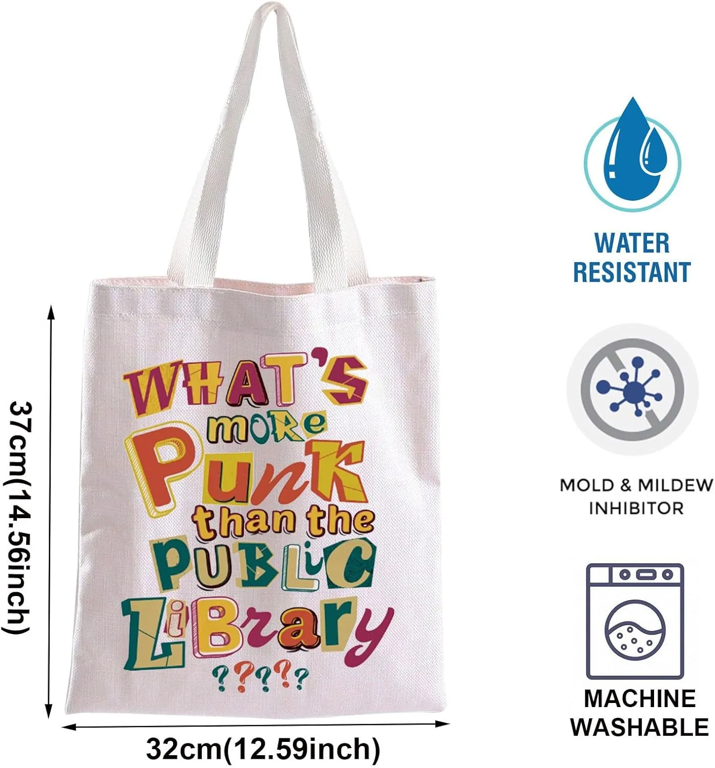 BLUPARK Whats More Punk Than The Public Library Tote Bag Support Librarian Gift Read Banned Books Reusable Bag For Women