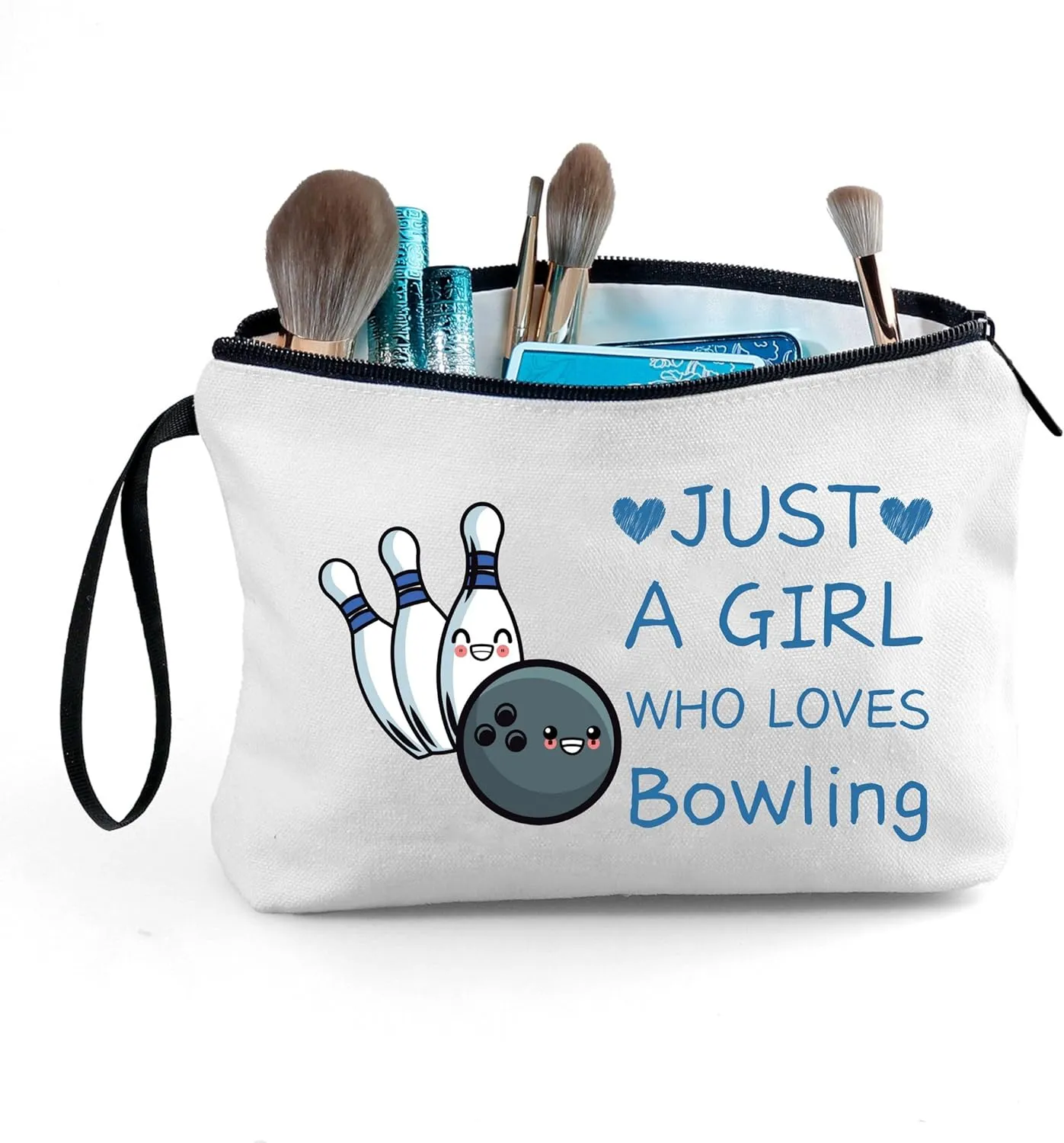 Bowling Party Favors,Bowling Gifts for Women,Makeup Bag With Bowling Keychain,Just A Girl Who Loves Bowling,Bowling Gifts,Graduation Gifts for Her,Bowling Accessories
