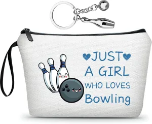 Bowling Party Favors,Bowling Gifts for Women,Makeup Bag With Bowling Keychain,Just A Girl Who Loves Bowling,Bowling Gifts,Graduation Gifts for Her,Bowling Accessories
