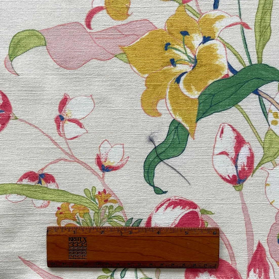 Bright Pastel Lotus Garden Natural Linen & Cotton Canvas (Made in Spain)