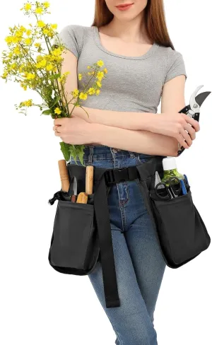 C-ZOFEK Multi-pocket Waist Belt Apron Bag for Women/Men, Garden Tools for Gardener, Black
