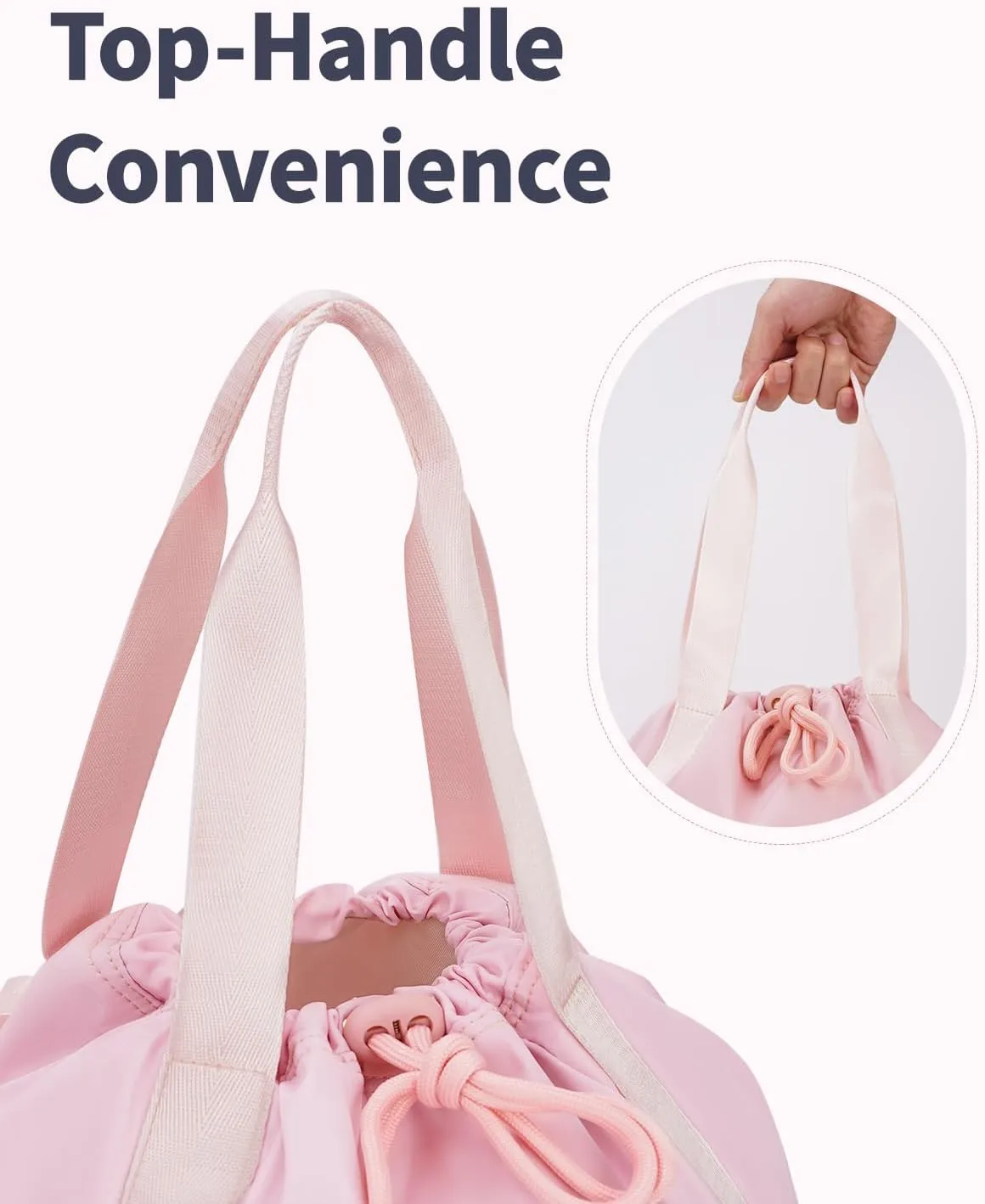 Ceneda Drawstring Backpack String Bag for Women Men Water Resistant Drawstring Bags Gym Sack with Two Zipper Pockets Sports Gym Bag (Pink)