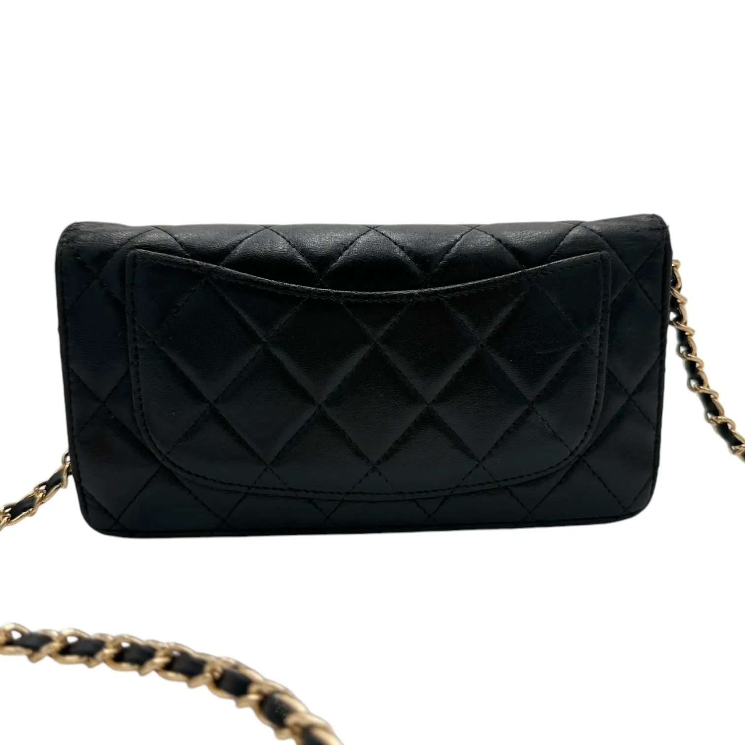 CHANEL Lambskin Bifold Wallet with Adjustable Chain