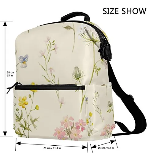 Colourlife Elegant Floral Pattern Stylish Casual Shoulder Backpacks Laptop School Bags Travel
