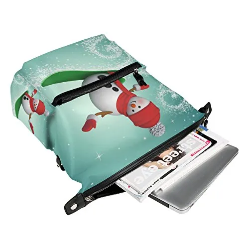 Colourlife Snowman Snowboarding Stylish Casual Shoulder Backpacks Laptop School Bags Travel