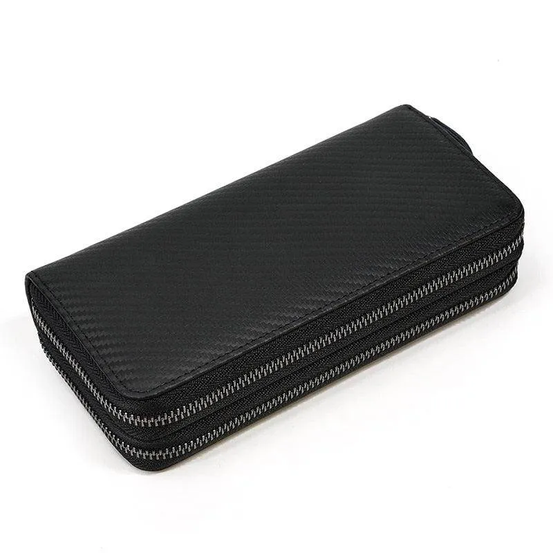 Crazy Horse Leather Wallets For Men And Women Double Zipper