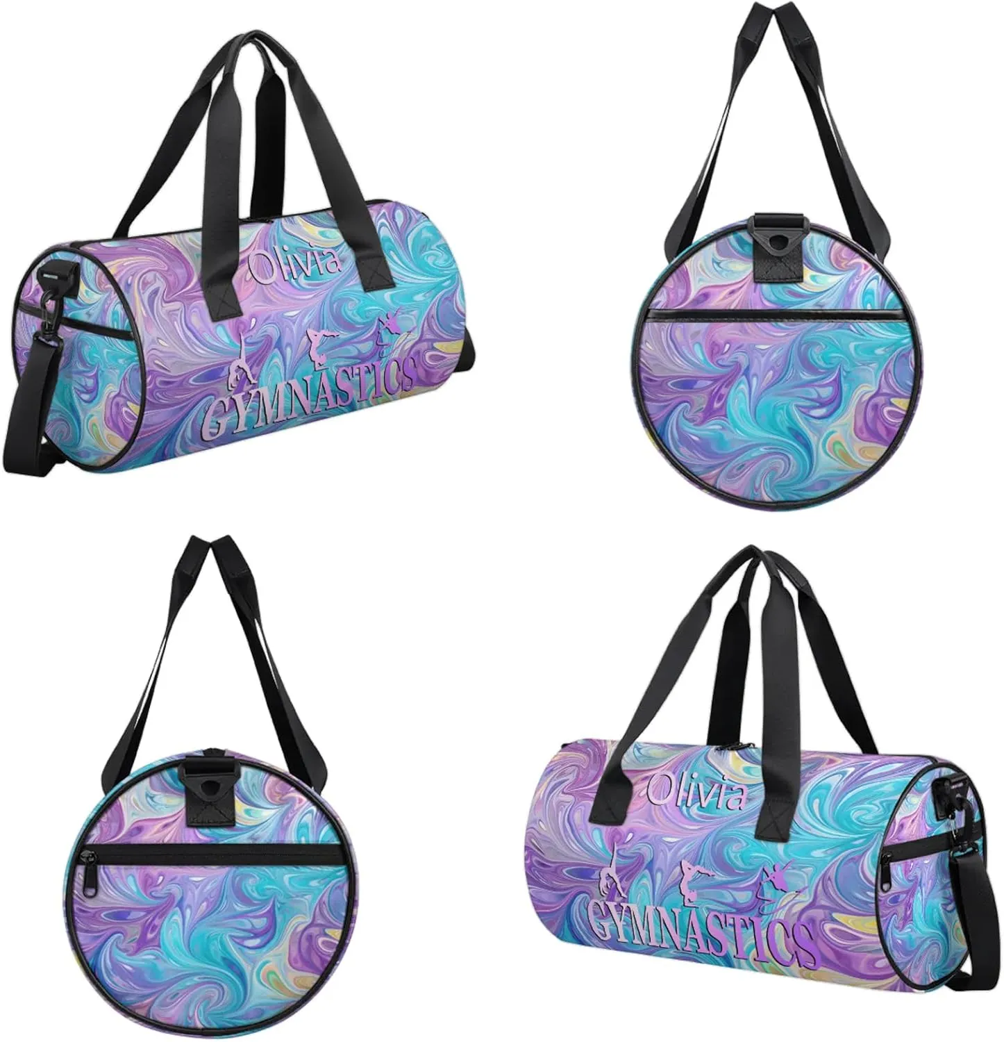 Custom Gymnastics Duffel Bag Round Personalized Name Dance Ballet Bags Waterproof