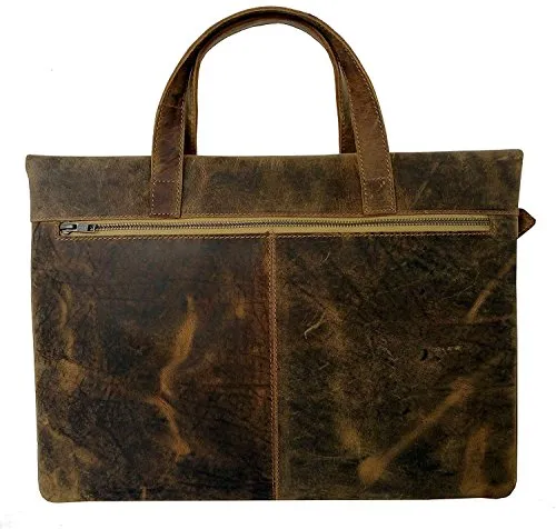 Devil Hunter 16 Inch Retro Buffalo Hunter Leather Laptop Messenger Bag Office Briefcase leather bag