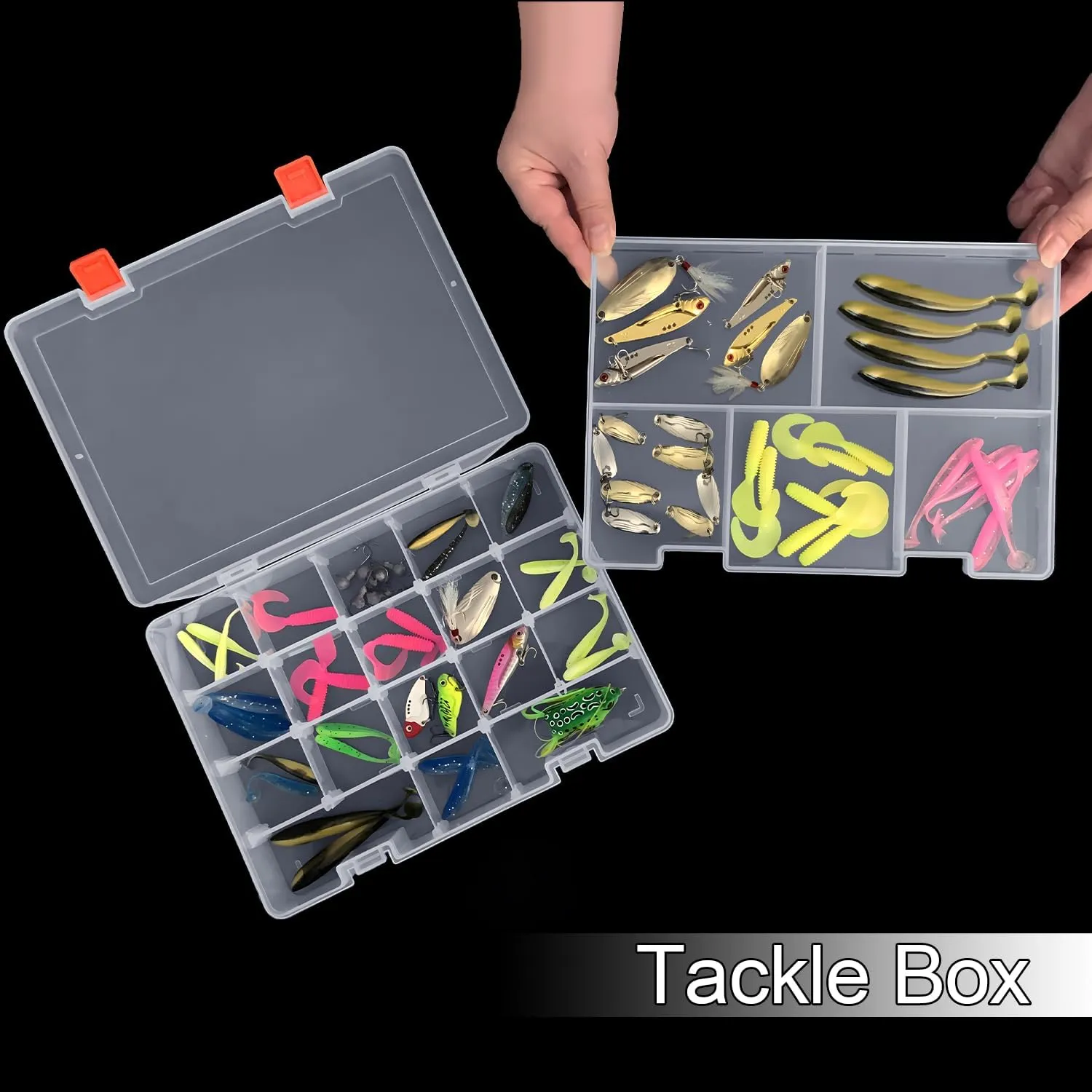 DUOFIRE Two Layers Compartment Organizer Box Plastic Organizer Box Plastic Jewelry Organizer Box Craft Storage Containers Storage Box for Accessories, Cosmetic, Toy, Jewelry Beads, Tapes (5 18 Grids)
