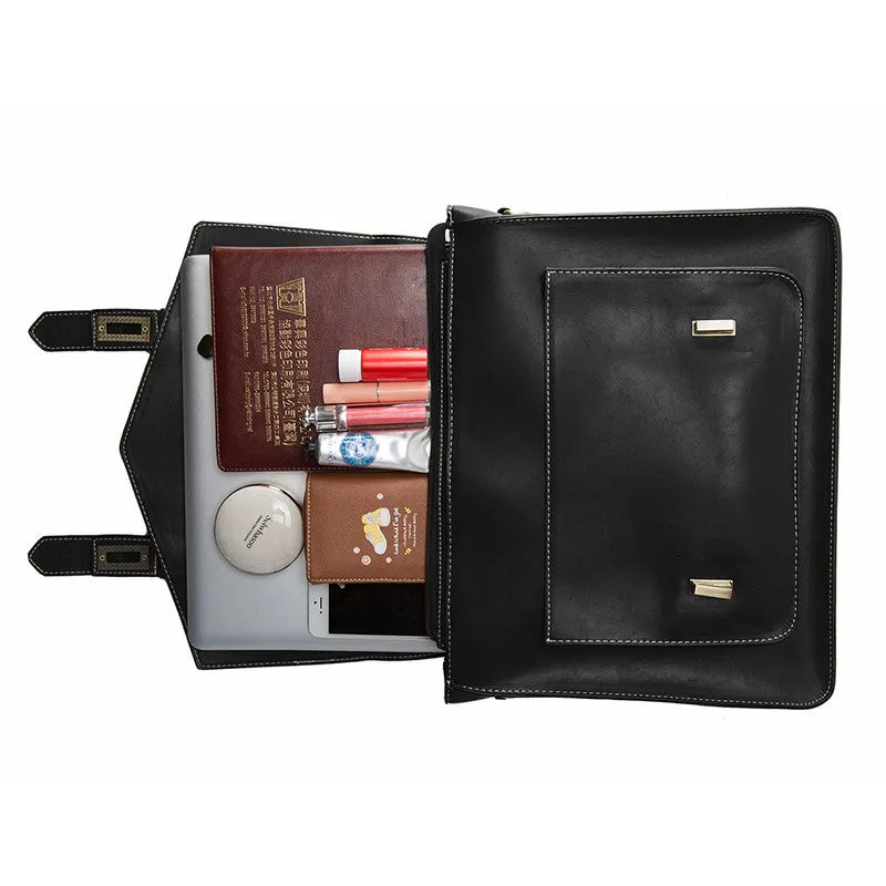 ECOSUSI New Women PU Leather Handbag High Quality Retro Women Messenger Bags Famous Designer Leather Briefcase Shoulder Bag