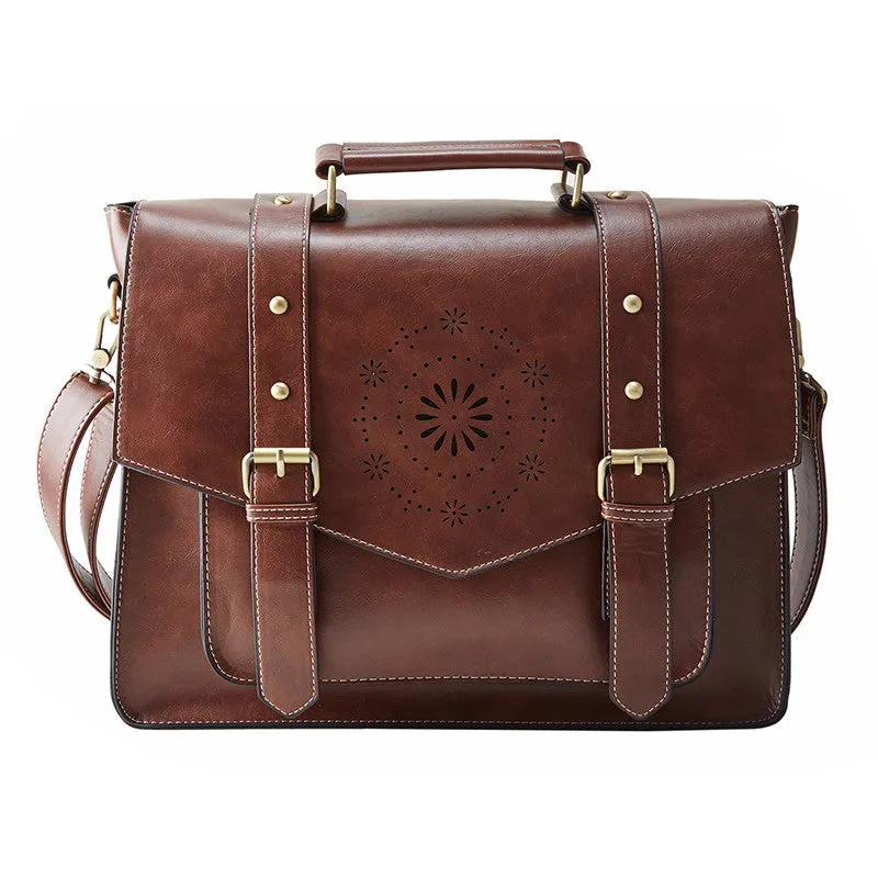 ECOSUSI New Women PU Leather Handbag High Quality Retro Women Messenger Bags Famous Designer Leather Briefcase Shoulder Bag