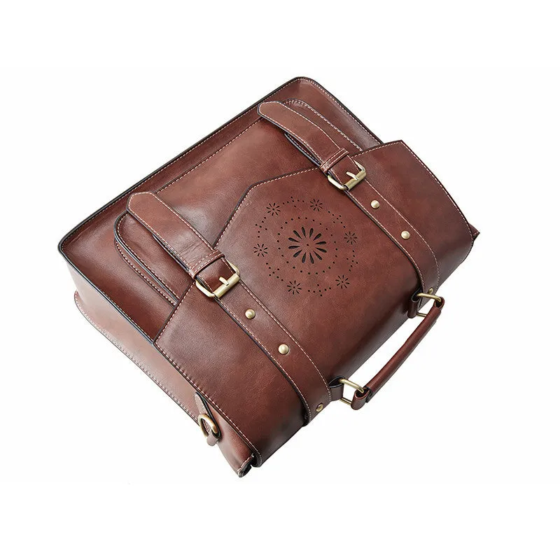 ECOSUSI New Women PU Leather Handbag High Quality Retro Women Messenger Bags Famous Designer Leather Briefcase Shoulder Bag