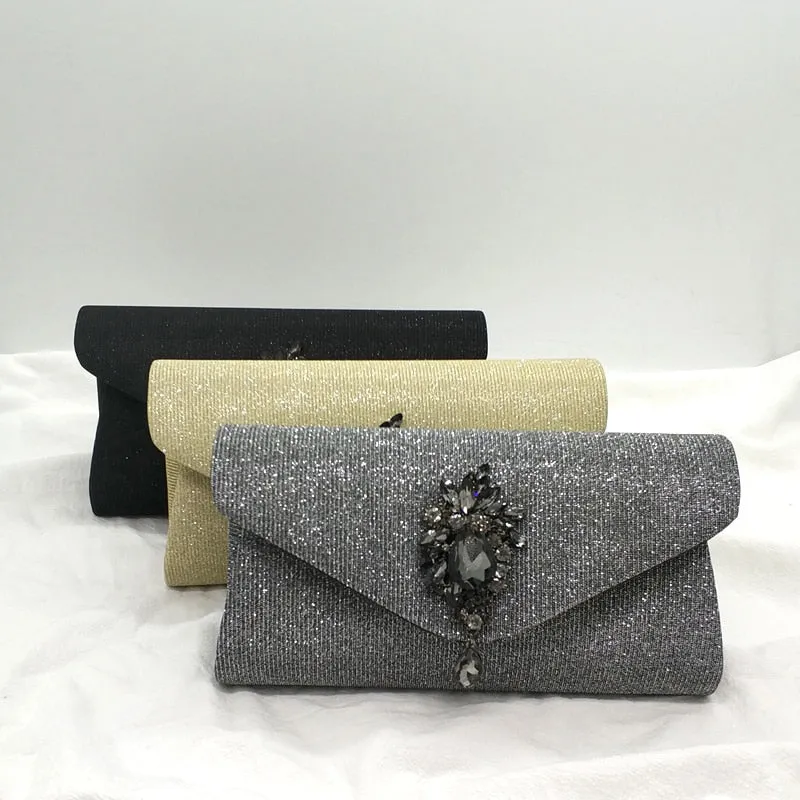 Elegant rhinestone women evening party shoulder bag clutches