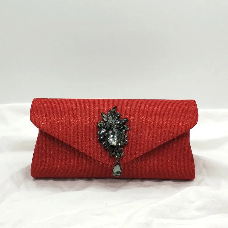 Elegant rhinestone women evening party shoulder bag clutches