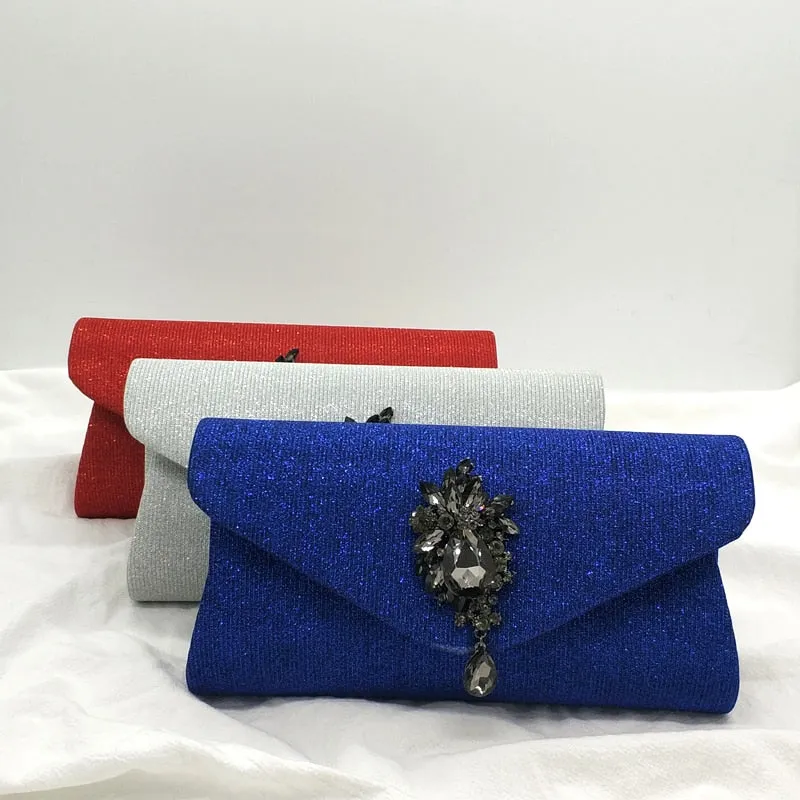 Elegant rhinestone women evening party shoulder bag clutches