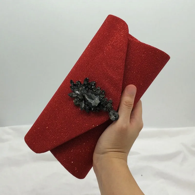 Elegant rhinestone women evening party shoulder bag clutches