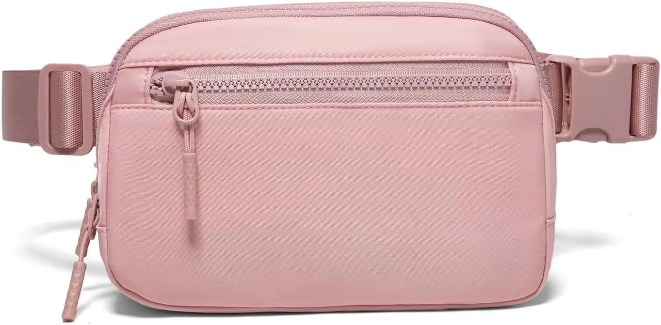 Fanny Pack Crossbody Bags for Women 1.5L Belt Bag with 3 Zipper Pockets Fashion Waist Packs Everywhere Belt Bag Cross Body Fanny Pack for Women (Pink New)