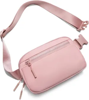 Fanny Pack Crossbody Bags for Women 1.5L Belt Bag with 3 Zipper Pockets Fashion Waist Packs Everywhere Belt Bag Cross Body Fanny Pack for Women (Pink New)