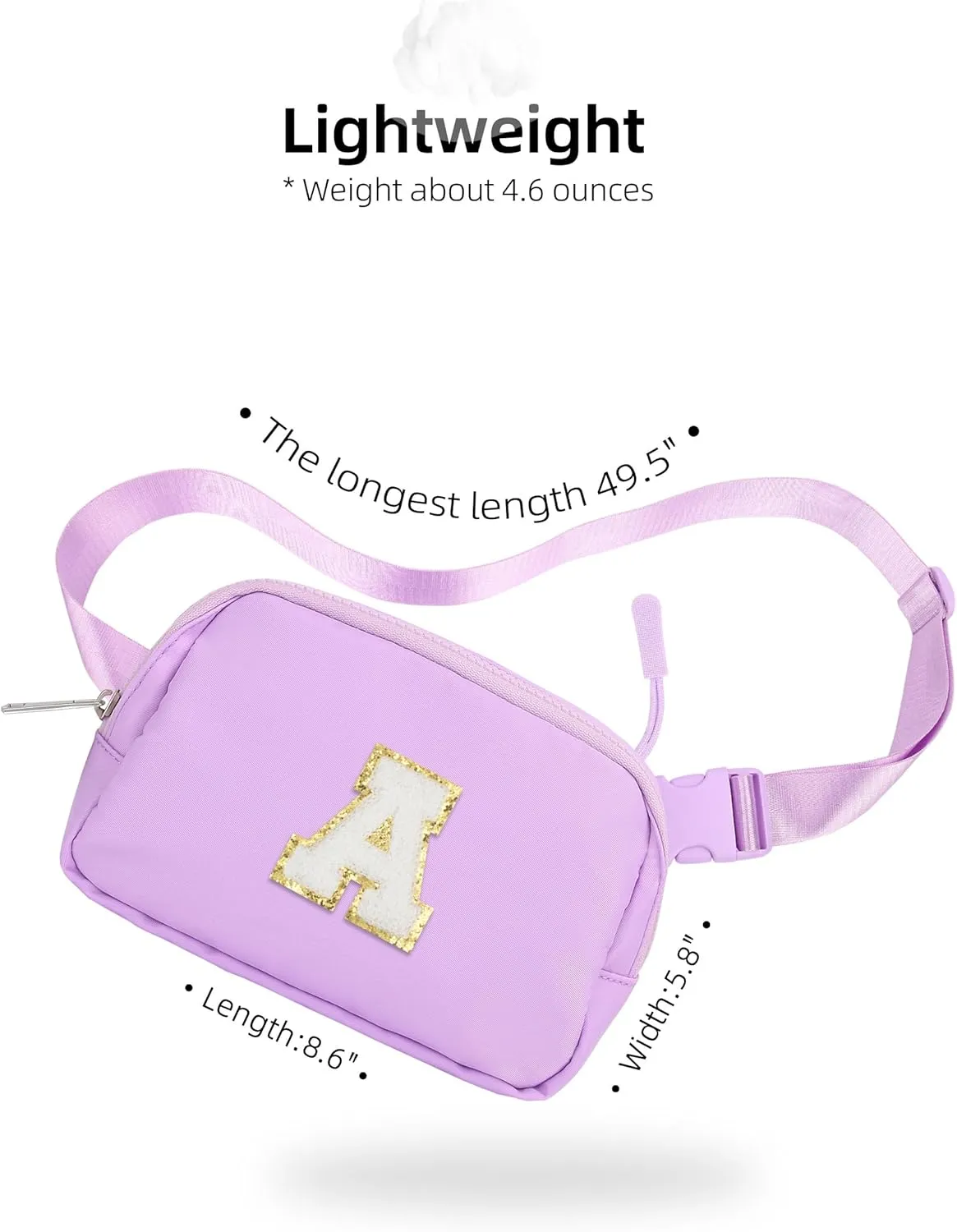 Fanny Pack For Girls Birthday Christmas Gifts Idea For 4 5 6 7 8 9 10 11 12 13 Year Old Kids Cute Trendy Belt Bag Fashionable Waist Packs Crossbody Bag Initial Letter A Purple Lavender