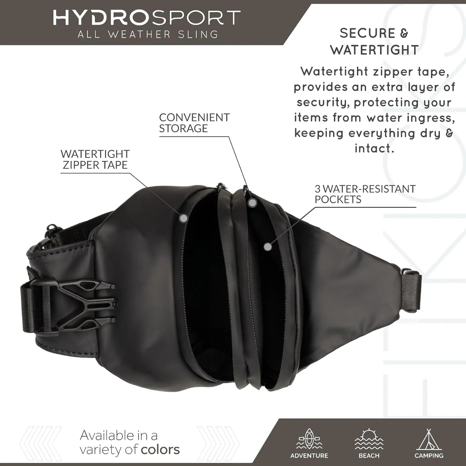 FITKICKS Hydrosport All Weather Sling Bag Unisex Crossbody Travel Hiking Chest Bag