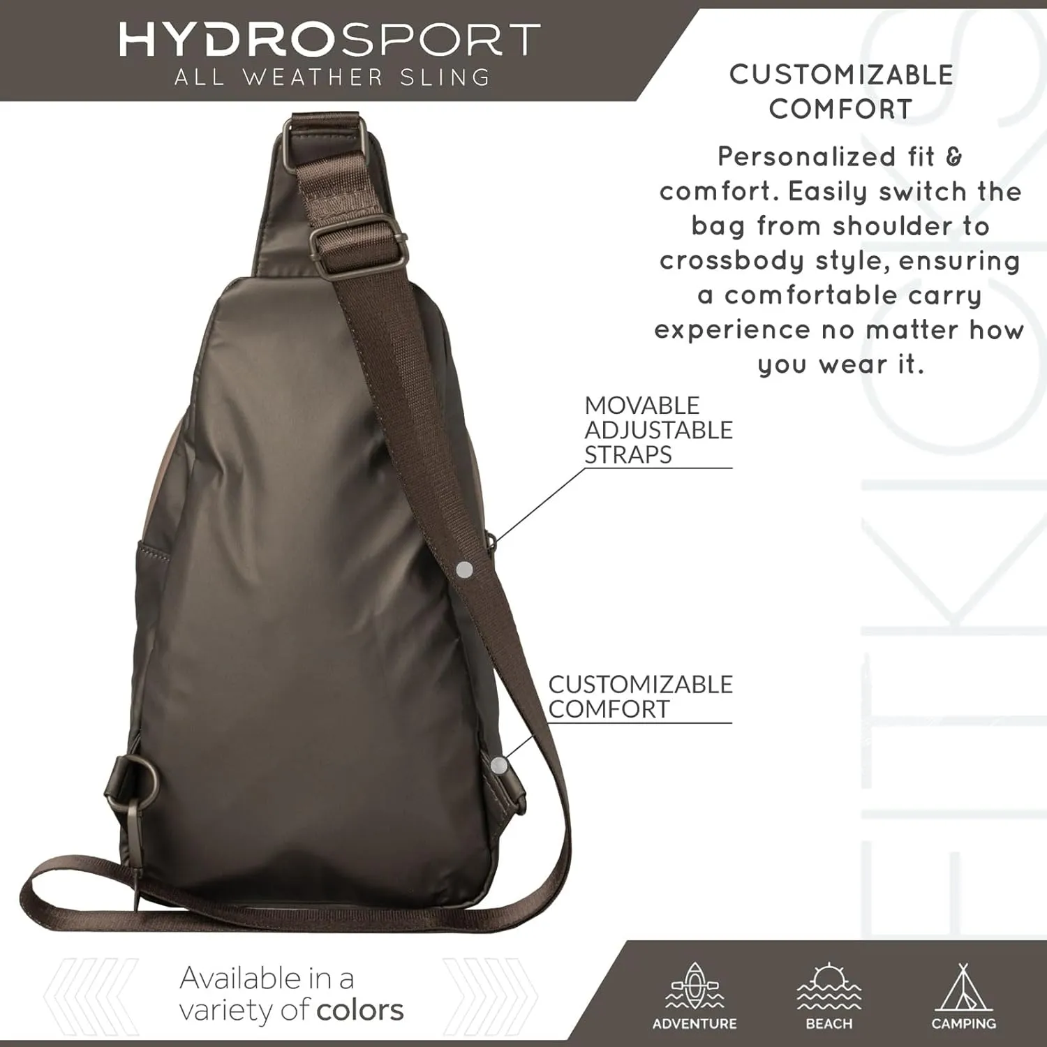 FITKICKS Hydrosport All Weather Sling Bag Unisex Crossbody Travel Hiking Chest Bag