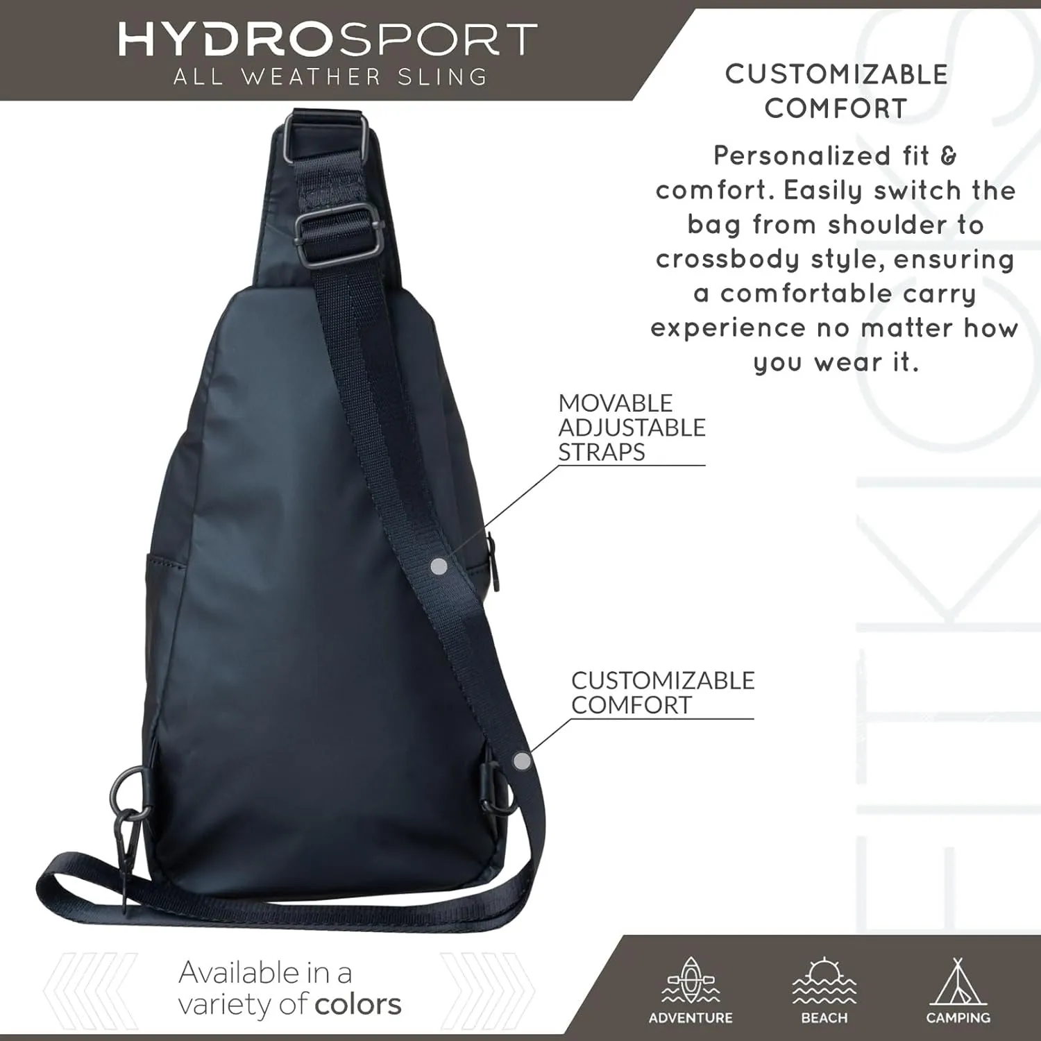 FITKICKS Hydrosport All Weather Sling Bag Unisex Crossbody Travel Hiking Chest Bag