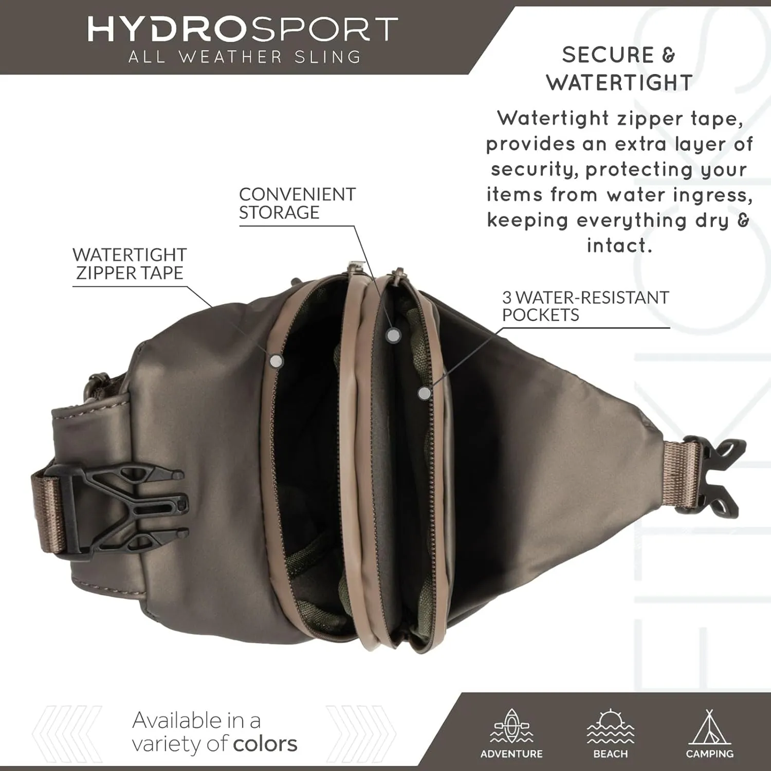 FITKICKS Hydrosport All Weather Sling Bag Unisex Crossbody Travel Hiking Chest Bag