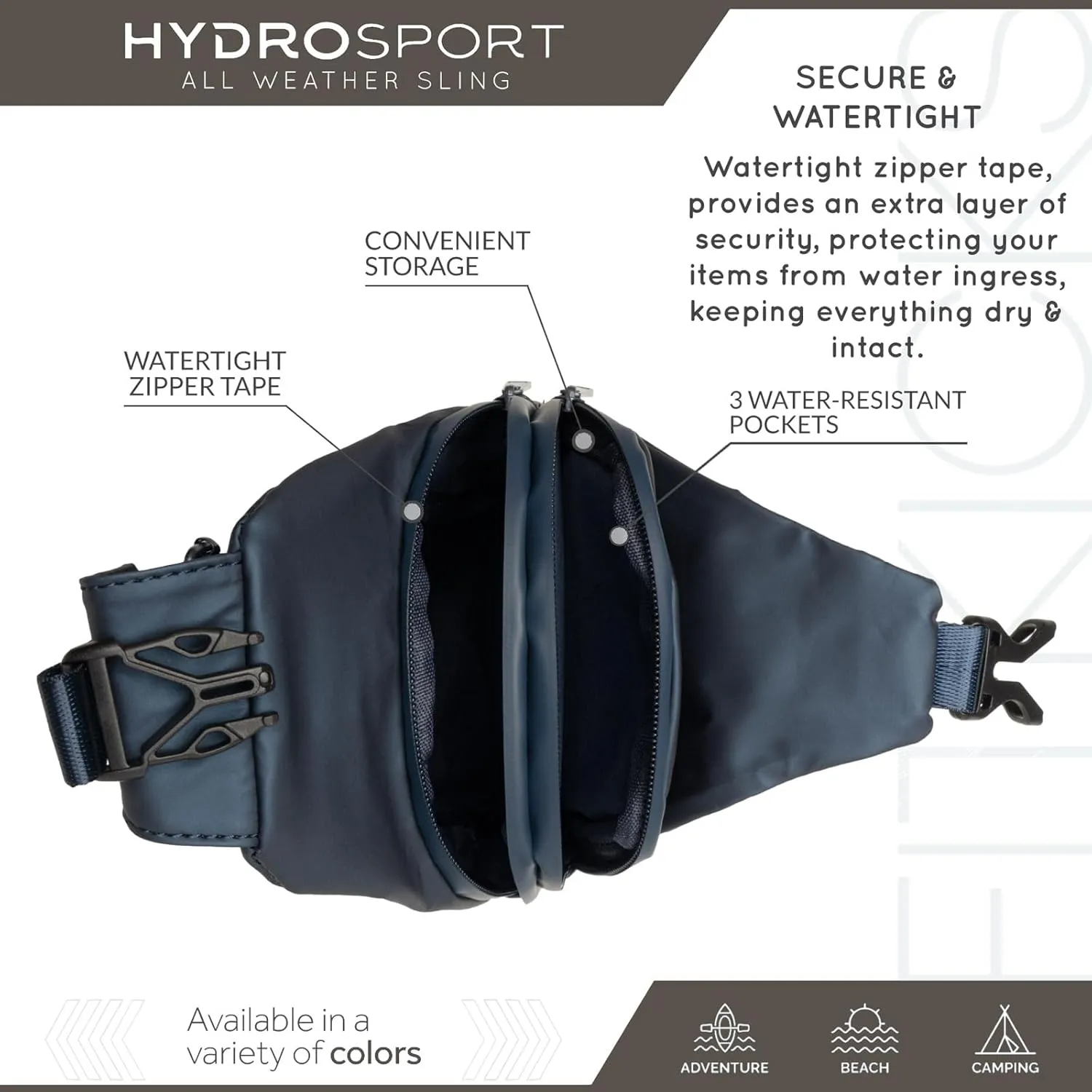 FITKICKS Hydrosport All Weather Sling Bag Unisex Crossbody Travel Hiking Chest Bag