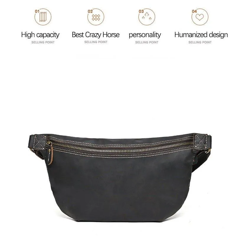Genuine Cowhide Leather Sling Bag for Man