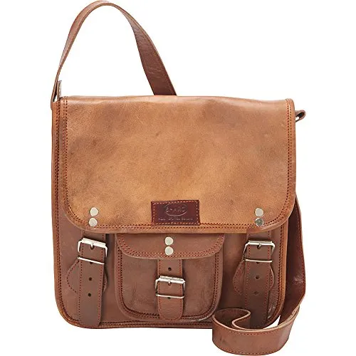 Genuine Leather Light Brown Cross Body Messenger Bag
