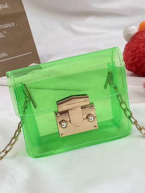 Girls Let's Travel in Style Transparent Crossbody Handbag