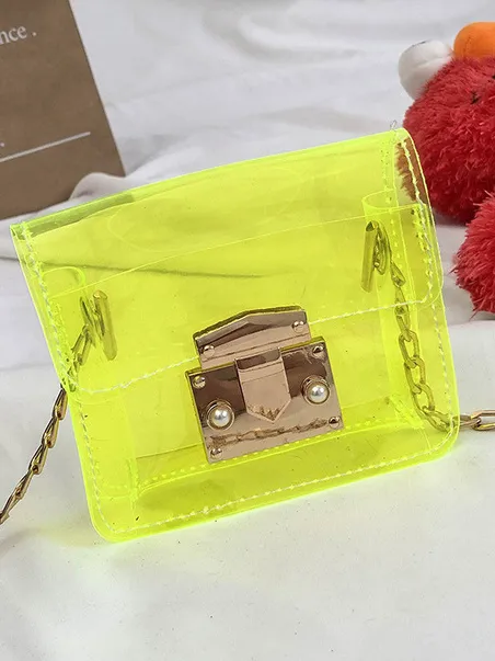 Girls Let's Travel in Style Transparent Crossbody Handbag