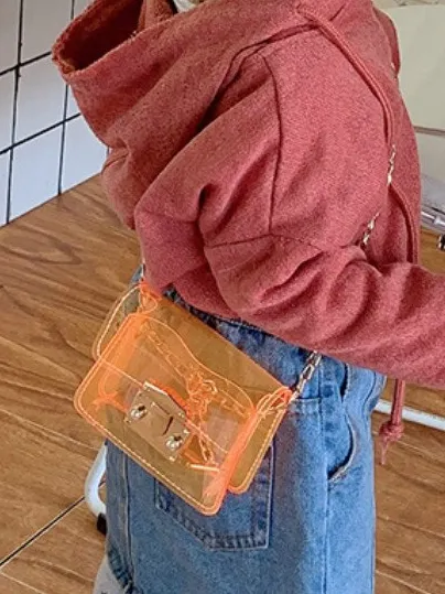 Girls Let's Travel in Style Transparent Crossbody Handbag