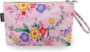 Gloppie Pink Small Makeup Bag for Purse - Cosmetic Bags for Women - Floral Makeup Pouch with Handle