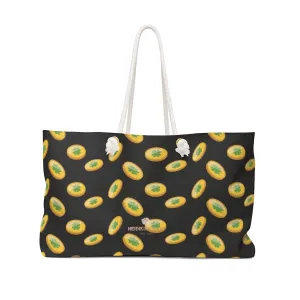 Gold Coins Print Weekender Bag, Black Green St. Patrick's Day Irish Print 24"x13" Bag