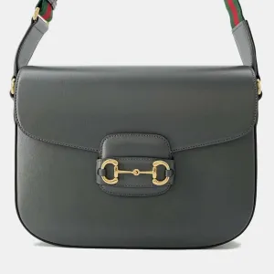Grey Leather Horsebit 1955 Shoulder Bag
